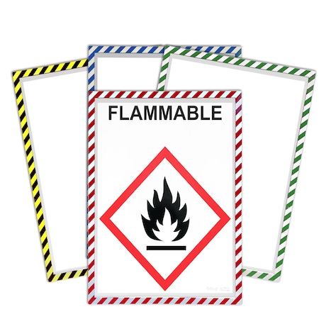 C-Line Products Magnetic Safety Striped Document Frame, Assorted, 6" x 9", PK80 44269